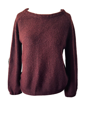 ba&sh Pullover schokobraun Mohair Mischung modern Gummizug UK 8 US 1