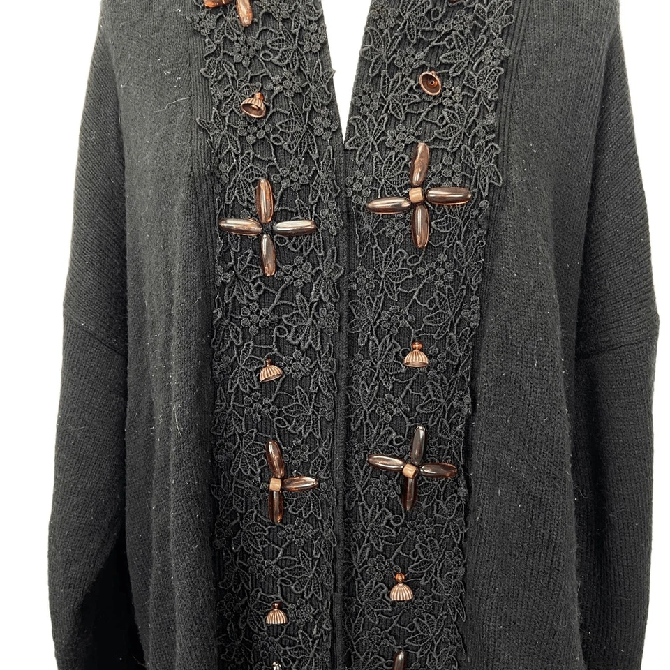 Vintage Cervelle Embellished Long Cardigan Sweater Size XL Lace Trim 80s 90s - Image 4 of 4