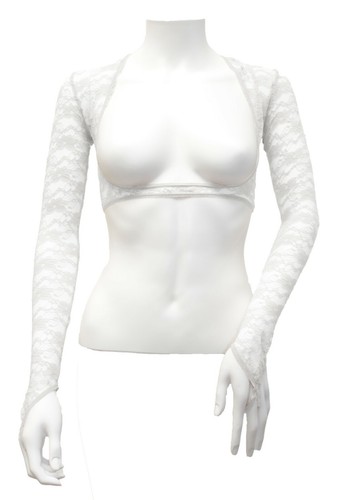 BRIDAL WEAR BOLERO SHRUG LACE BRIDE WEDDING DRESS SLEEVES STRETCH MESH ARM COVER - Picture 45 of 52