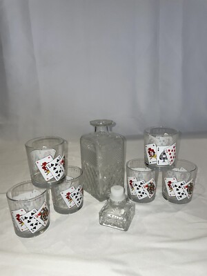 Gläser Karaffe Set - Poker Spielkarten Motiv - Whiskey Set