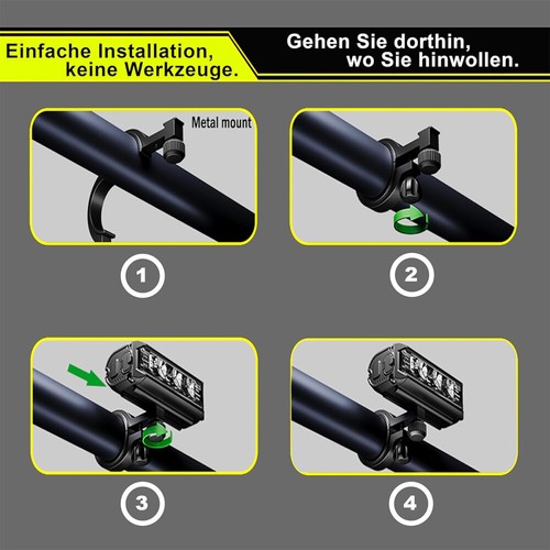 Fahrradleuchten Vorne LED ultra heller Fahrradscheinwerfer Frontlicht 2000mAh DE - Bild 9 von 16