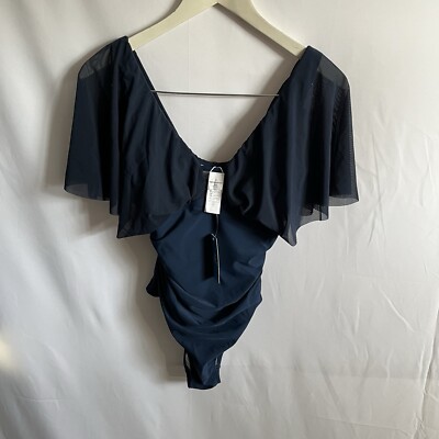 Cupshe Damen Marineblau V-Ausschnitt Badeanzug Einteiler Neu Small