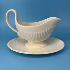 Vtg Wedgwood EDME Gravy Boat Attached Underplate Lion Head Handle Old Mark 1930s