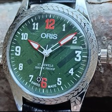 ORIS 1980s Vintage Hand-Winding 17 Jewels Green Dial 38mm Men’s Watch Swiss Made