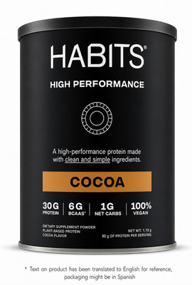 Habits Protein, Plant-Based Protein Powder, Cocoa Flavor, Gluten Free, 1.2 kg