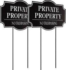 2-Pack No Trespassing Signs, 11.8 X 6.7 Inches, Private Property Decorative Sign