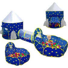 3pc Kids Play Tent for Boys with Ball Pit, Crawl Tunnel, Princess Tents for T...