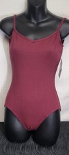 Capezio Women's Princess Camisole Leotard Burgundy V-neck Deep Scoop Back SZ LA