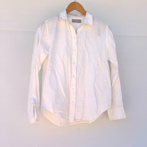 Everlane Damen The Must Have Hemd Button Down Leinen weiß Größe 0 Go-See - Bild 3 von 8