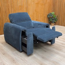Furniture Village ‘Flex’ Armchair with Storage Arm Blue Velvet Power Recliner