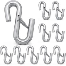 10 Pack 17/32 Inch Trailer Safety Chain S Hook with Latch, 2600 Lbs Working L...
