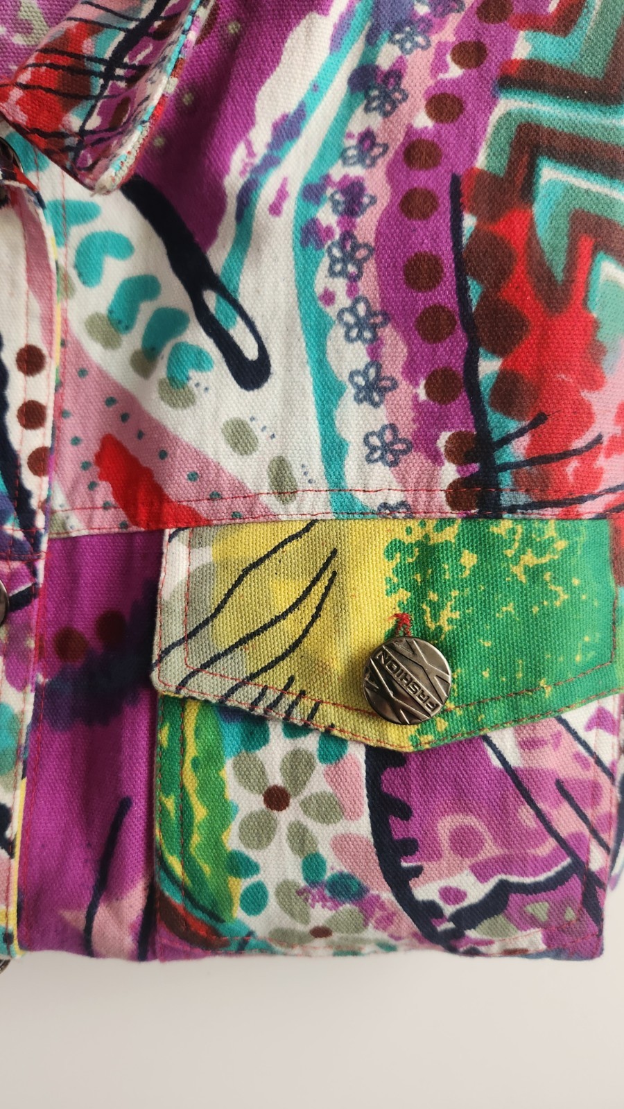 PHOOL Large Paint Splatter Button Front Jacket Mu… - image 10