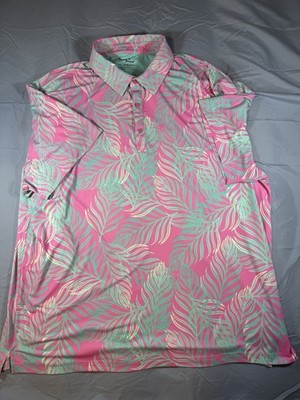 Birdie Bounds Men s Pink Floral Short Sleeves Golf Polo Size 3XL