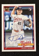 2026 Topps Series 1 Travis Adams Auto 1991 RC #91A-TRA Twins On Card