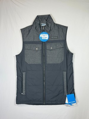 Columbia Mens Blue Grass Ridge Vest S Insulated Water Resistant Gray Zip