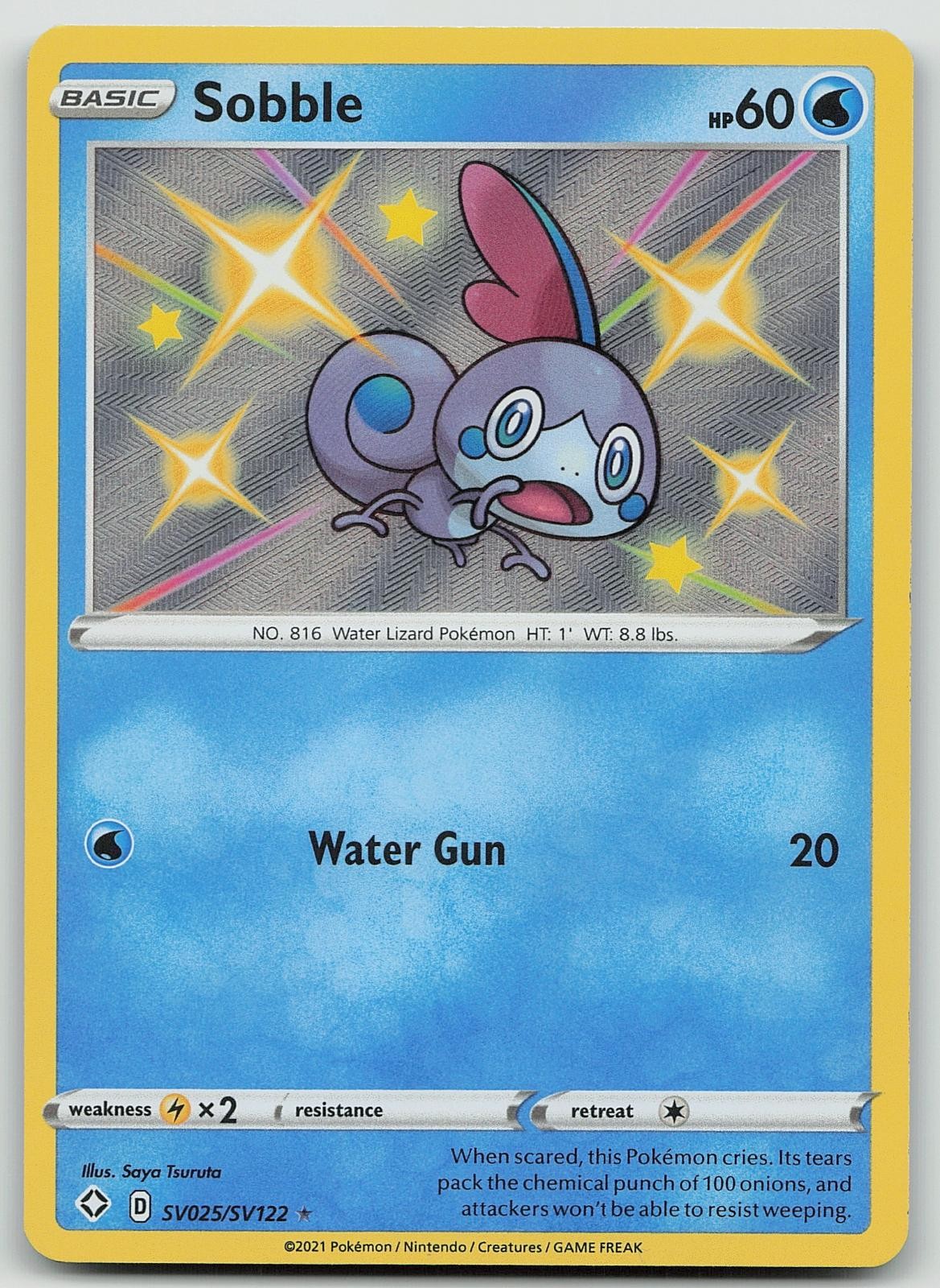 Pokemon Sobble SV025/SV122 Shining Fates Shiny Vault Shiny Rare Holo NM