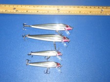 Lot of 4 Rebel Minnows Tracdown Tracdowns Lures Chrome