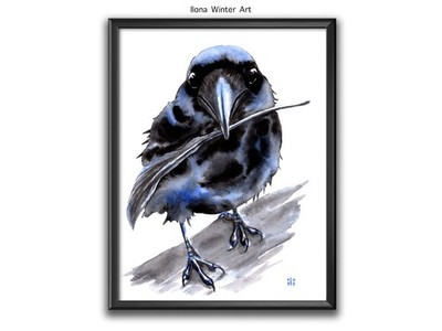 Personalisiertes Aquarell Krähe ''Live to Tell'' Gemälde Druck von Ilona Winter