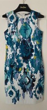 TAHARI 98% Cotton 2% Elastane Sleeveless Lined Sheath Dress Blues Sz 6