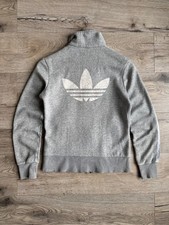 Vintage 00s Adidas Trefoil Grey Cotton Track Jacket