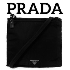 DDP PRADA Black Nylon Shoulder bag Logo Tote Bag  leather logo  Tax Included