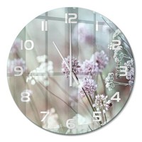 Runde Glasuhr Runde Glas-Wanduhr Aus Glas Wildblumen WeißE Zeiger Fi60 Cm