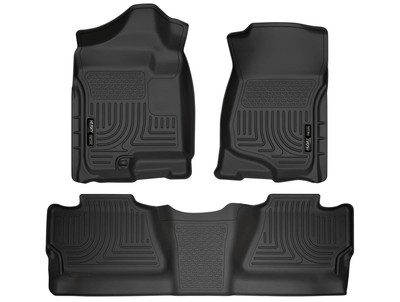 Husky Weatherbeater Floor Liners Fit 07-14 Silv/Sierra 1500-3500 Crew 3pc Black