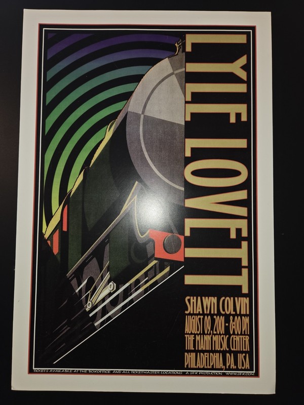 Lyle Lovett Concert Poster Mann Music Ctr Philly 08/09/01. 18" X 12"
