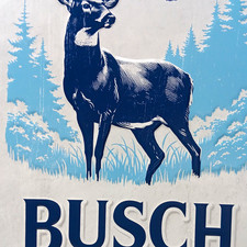 Enseigne de collection Busch Beer Breweriana avec cerf bleu graphique Breweriana