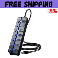 USB 3.0 Hub, 7-Port USB Data Hub Splitter with 3Ft Long Cable USB Extension for