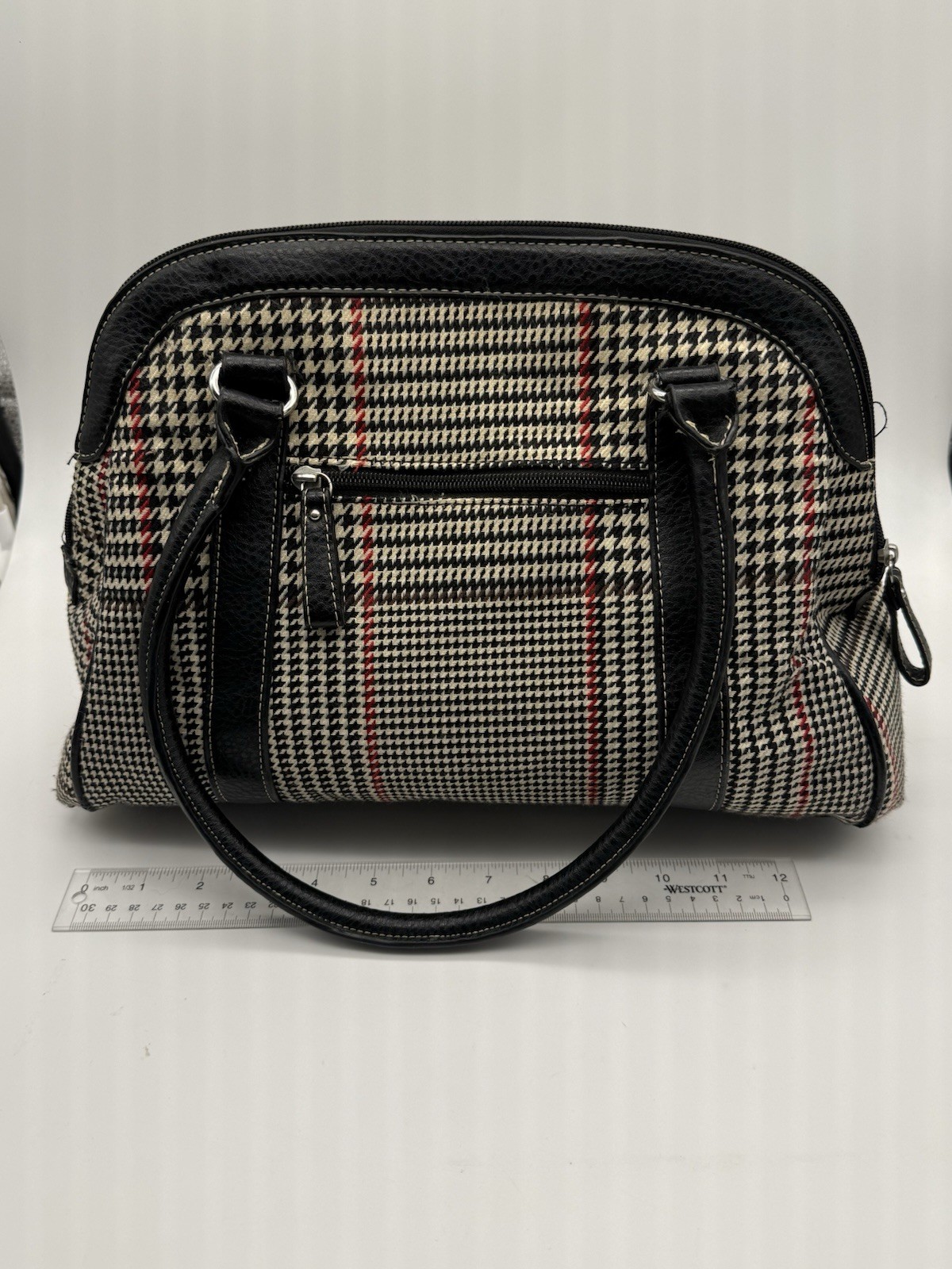 Vintage Chaps Houndstooth Structured Satchel Shou… - image 3