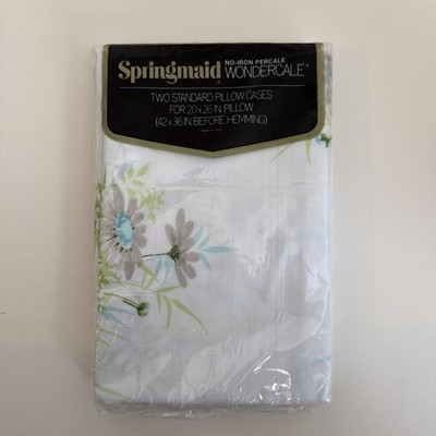 Springmaid Wondercale pillow cases  Gray Blue Green Floral