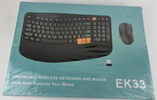 Wireless Keyboard Mouse Combo,2.4G Wave Keys-Black Please read description