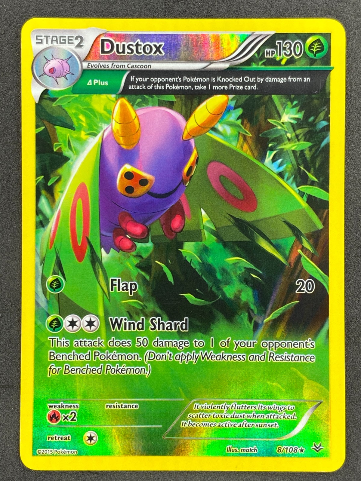 Pokémon Dustox Ancient Trait Reverse Holo 8/108 ROS Roaring Skies LP