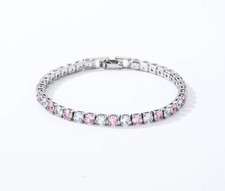 925 Sterling Silver 4mm Shinny Tennis Bracelet Women Adjustable Gift