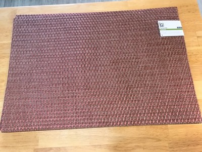 set of 8 Woven Vinyl wipe clean placemats 13''x19'' red&tan Read  ..k1