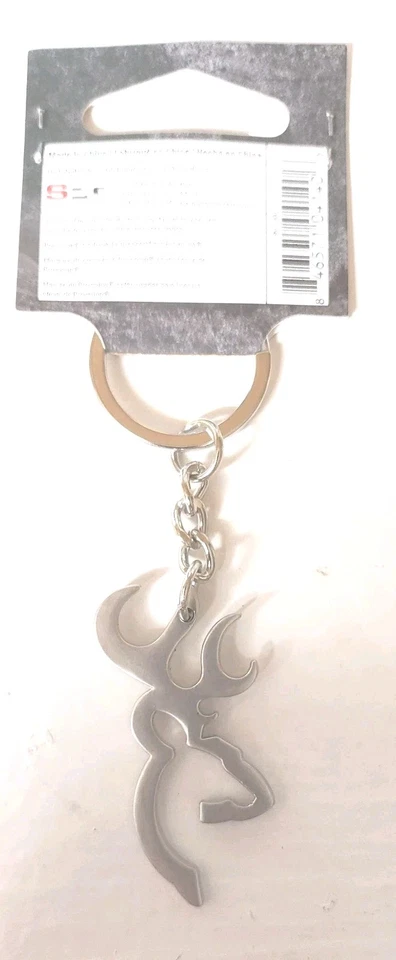 Llavero Browning Tono Plata, Buckmark Llavero Anillo Llavero Soporte Caza Foto 2 de 4