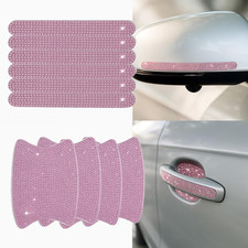 10PCS Crystal Rhinestone Car Door Handle Protectors Bowl Stickers - Pink