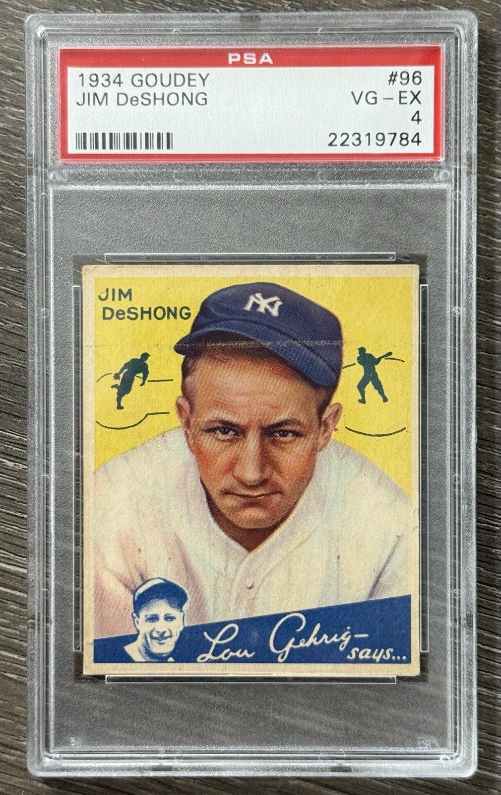 Jim DeShong #96 Baseball Cards 1934 Goudey trading card — raw and PSA graded price guide