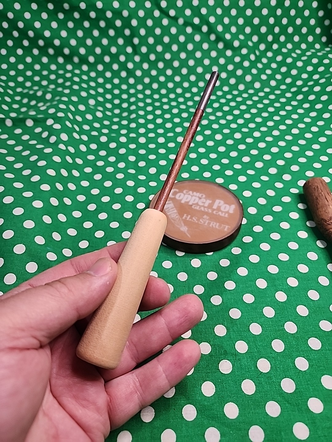 VINTAGE HS STRUT CAMO COPPET POT GLASS CALL FRICTION POT CALL MAGIC WAND STRIKER