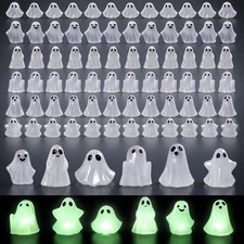 Cutecutedy 60Pcs Mini Resin Ghost Figurines,Tiny Little Ghosts 60 Luminous