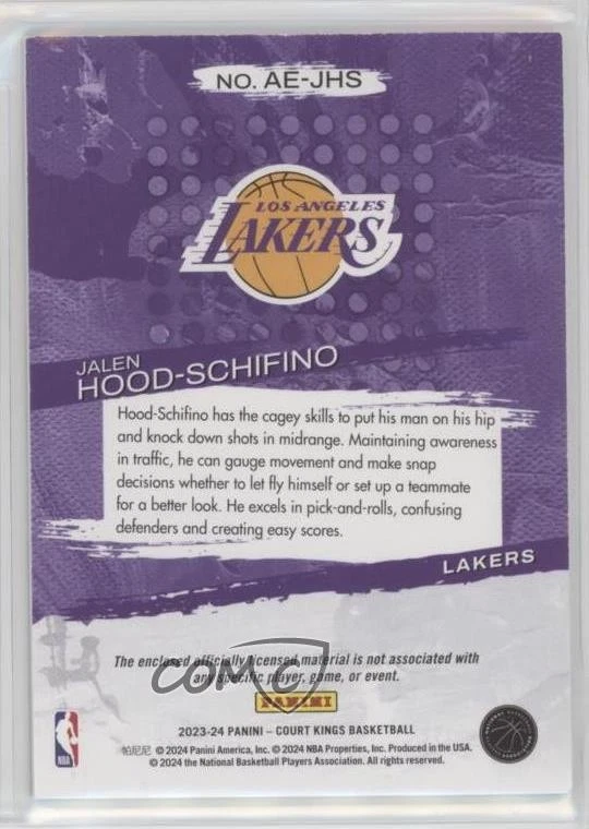 2023 Panini Court Kings Artistic Endeavors Jalen Hood-Schifino #AE-JHS Rookie RC - Image 2 of 2