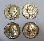 4 pc. Washington Quarter Lot Silver 25C Lot 1943 S, 1953 D, 1960 & 1964 Coins