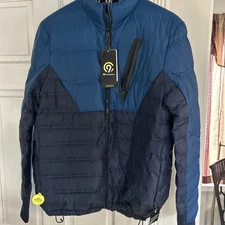 New C9 By Champion Men’s Lightweight Two Tone Puffer Down Jacket -(blues) Medium
