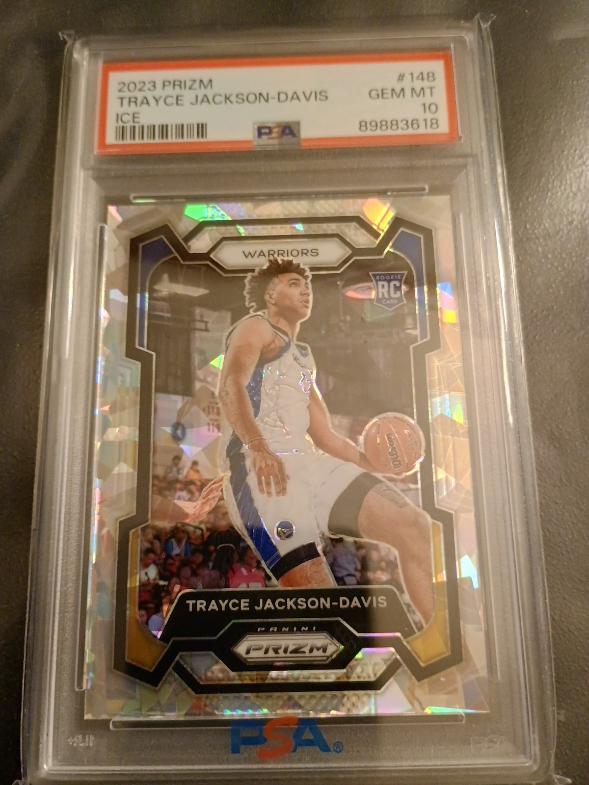 2023-24 Panini Prizm Trayce Jackson-Davis Cracked Ice Rookie RC PSA 10 Warriors