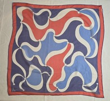 Vintage Scarf Red White Blue Scarves By Vera Neumann 25x25 Inch Handrolled