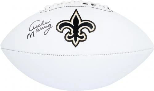 Fútbol americano con panel blanco Franklin autografiado por Archie Manning New Orleans Saints Foto 2 de 3