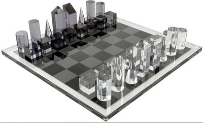 Tizo Lucite 17  Chess Set - Clear & Smoke