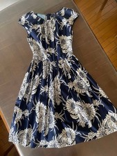 Prada Floral Dress Women's Navy White Cotton Fit & Flare Pre-Owned