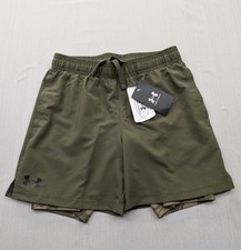 New Under Armour 2 In 1 Tech Boys Shorts Size Youth Medium Camo Lined